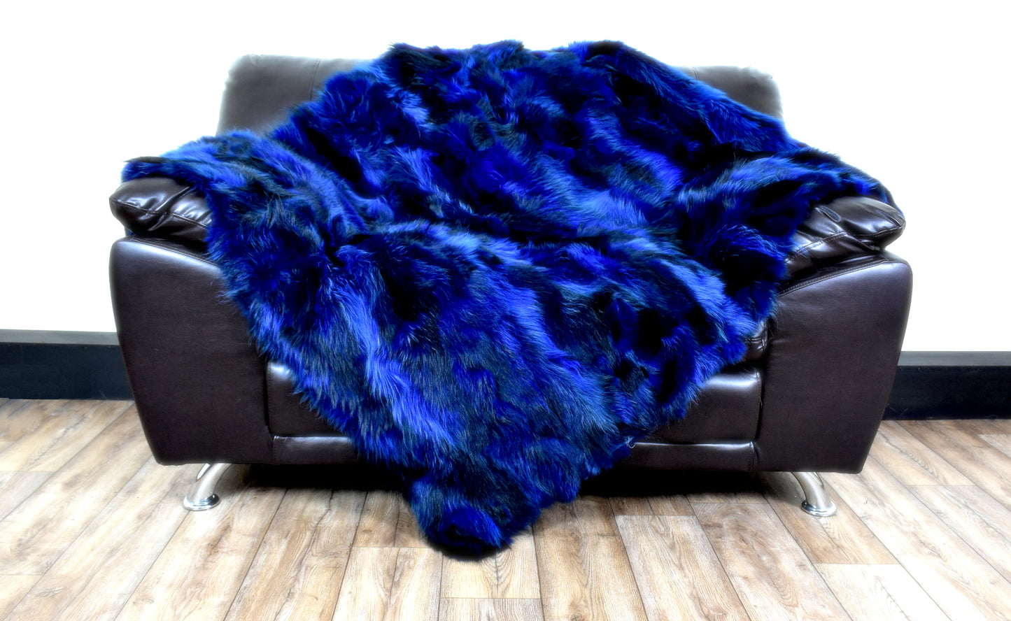 Luxury Real Blue Fox Fur Throw Blanket