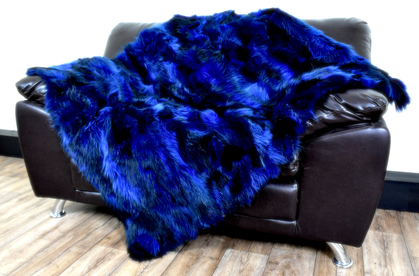 Luxury Real Blue Fox Fur Throw Blanket