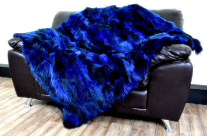 Luxury Real Blue Fox Fur Throw Blanket