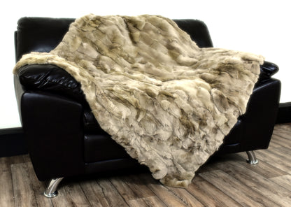 Real Brown Rex Rabbit Throw Blanket