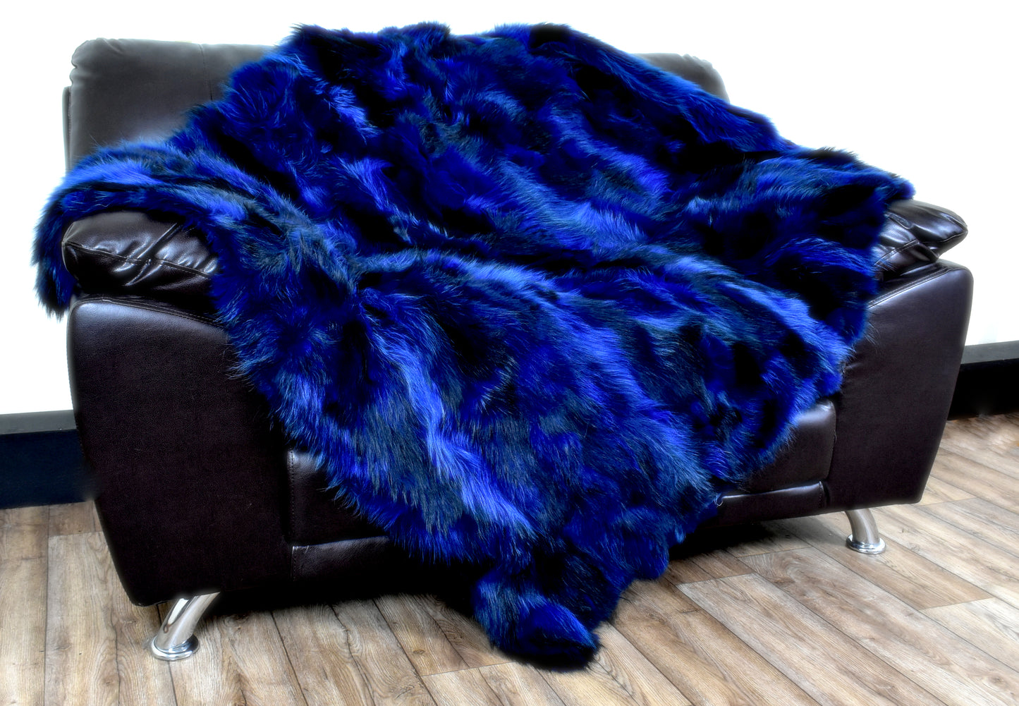 Luxury Real Blue Fox Fur Throw Blanket