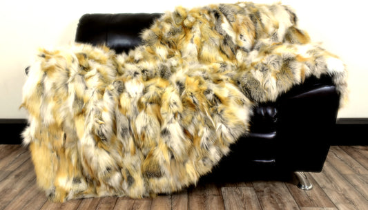Luxury Real  Golden Island Fox Fur Blanket
