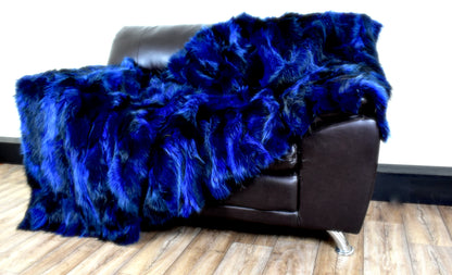 Luxury Real Blue Fox Fur Blanket