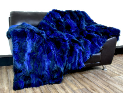 Luxury Real Blue Fox Fur Blanket