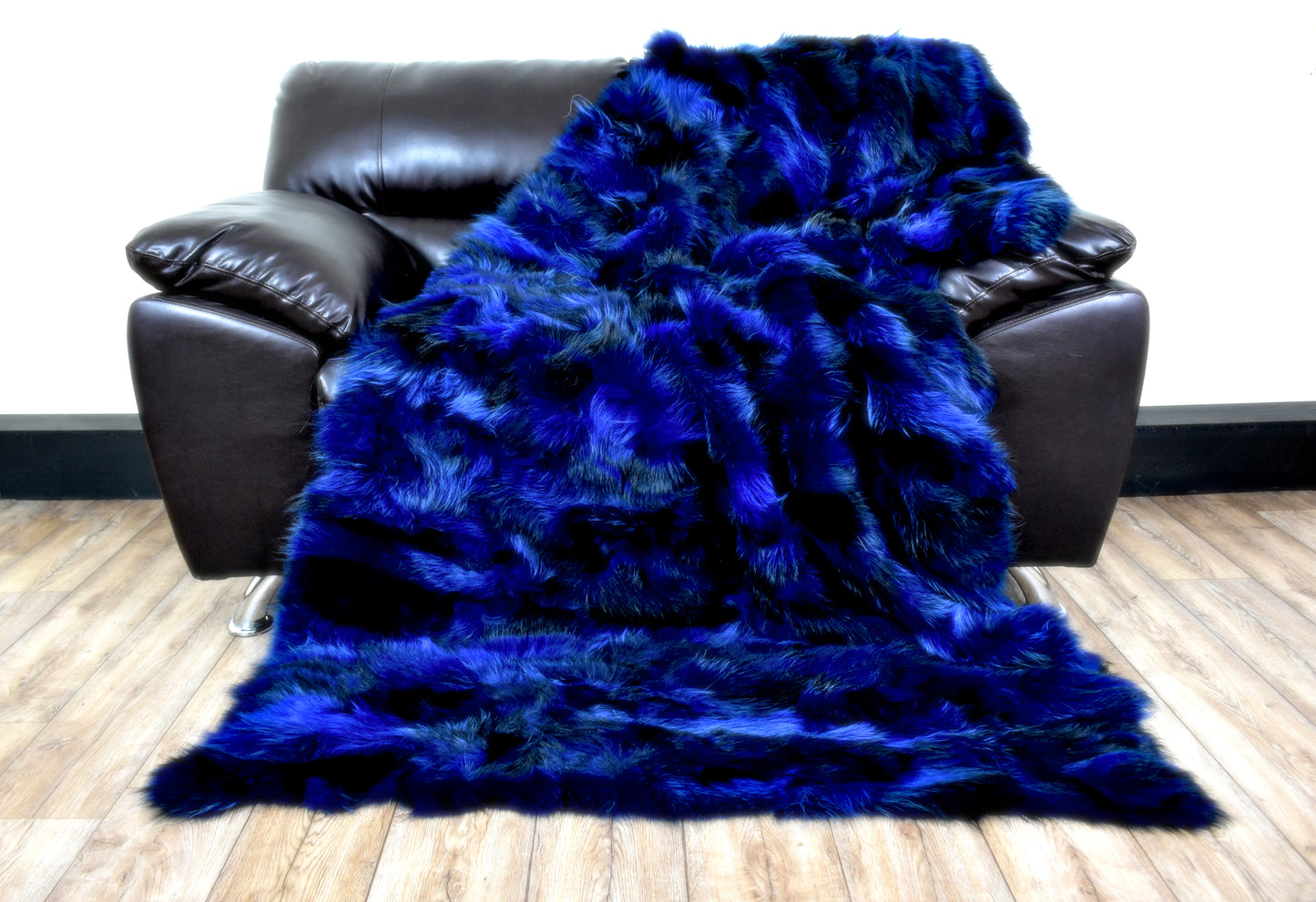 Luxury Real Blue Fox Fur Blanket