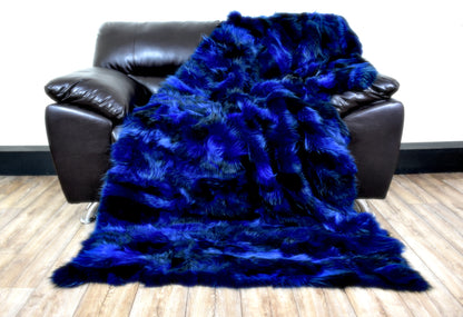 Luxury Real Blue Fox Fur Blanket