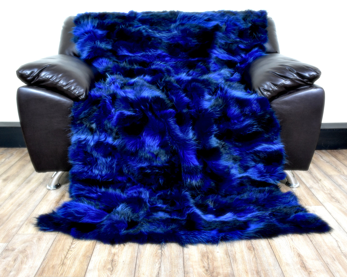 Luxury Real Blue Fox Fur Blanket